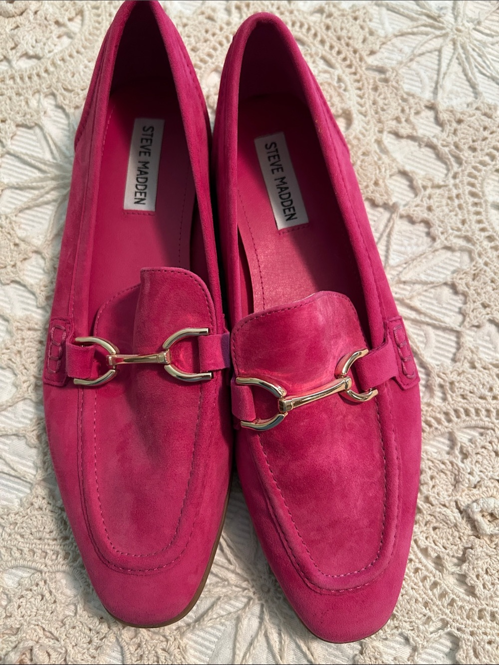 Steve Madden Fuchsia Suede Bit Loafers